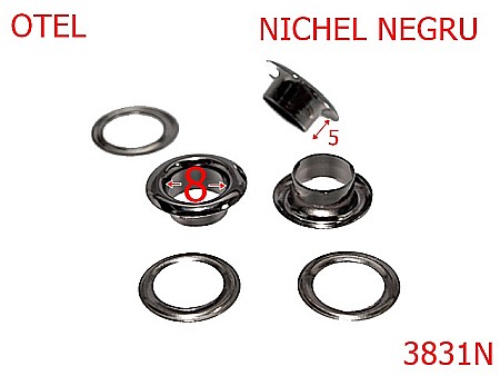 Ocheti - 3831N/OCHETI -8-mm---nichel negru---2B5--
