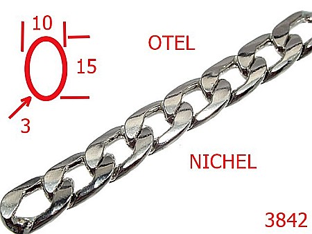 Lant poseta otel - 3842/LANT -10-mm-3-nichel---14K6/14K7--