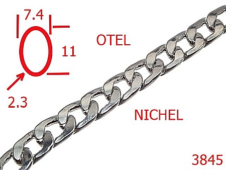 Lant poseta otel - 3845/LANT-7.7-mm-2.3-nichel---14K2--