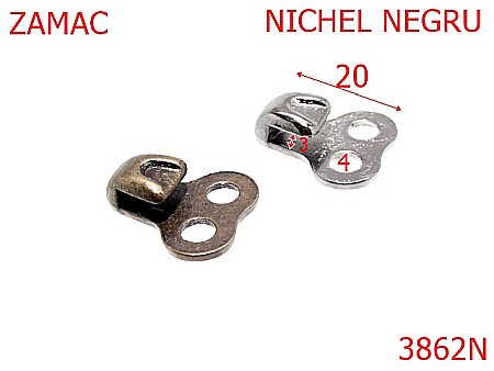 Accesorii metalice pentru marochinarie - 3862N/CARLIG  DESCHIS DE BOCANC ---mm---nichel negru-15A1--14A18--