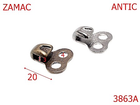 Accesorii metalice pentru marochinarie - 3863A/CARLIG  DESCHIS DE BOCANC ---mm---antic-15A1--14A18--