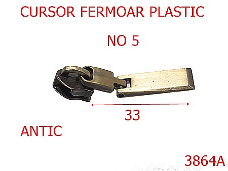 Cursori fermoar - 3864A/CURSOR FERMOAR PLASTIC NO 5-no 5-mm---antic-----