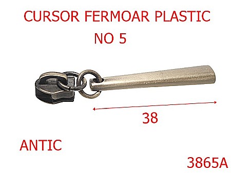 Cursori fermoar - 3865A/CURSOR FERMOAR PLASTIC NO 6-no 5-mm---antic-----