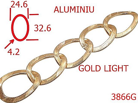 Lant poseta aluminiu - 3866G/LANT PRESAT  ALUMINIU -10-mm-2.5-gold light---13i16/13i17--