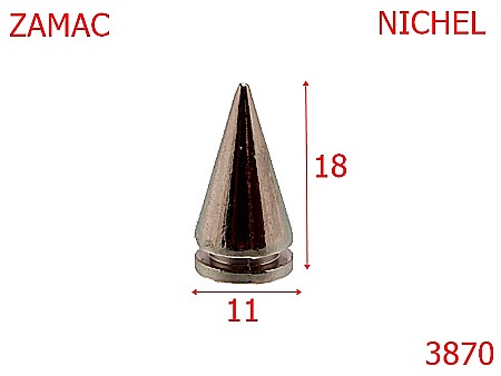 Accesorii metalice pentru marochinarie - 3870/CRAMPON H=18-18-mm---nichel---10D24/10D25--