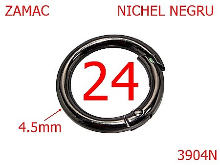 Inele rotunde - 3904N/INEL CARABINA-24-mm-4.5-nichel negru-23A14----