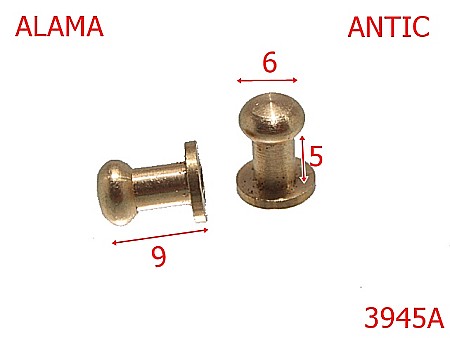 Accesorii metalice pentru marochinarie - 3945A/OPRITOR CIUPERCUTA-9-mm---antic---4J3/4L5--AL19/AL20