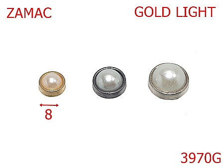 Accesorii metalice pentru marochinarie - 3970G/PERLA MONTURA METAL-8-mm---gold-----