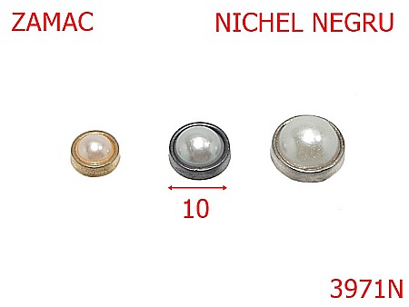 Accesorii metalice pentru marochinarie - 3971N/PERLA MONTURA METAL-10-mm---nichel negru-----
