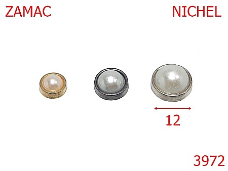 Accesorii metalice pentru marochinarie - 3972/PERLA MONTURA METAL-12-mm---nichel-----