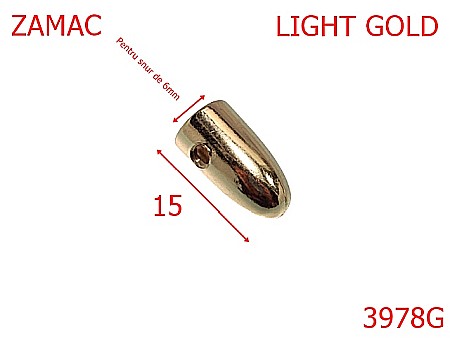 Terminatie fermoar - 3978G/CAPAT DE SNUR-6-mm---gold light-10 B2 0----