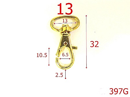 Carabine - 397G/CARABINA  13 MM GOLD-13-mm---gold-----D33