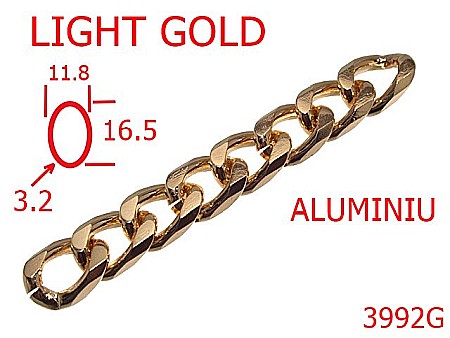 Lant poseta aluminiu - 3992G/LANT POSETA ALUMINIU-11,8-mm-3.2-gold light---13I3--