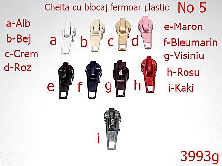 Cursori fermoar plastic - 3993g/CURSOR CU BLOCAJ FERMOAR PLASTIC-NO 5-mm---VISINIU-----
