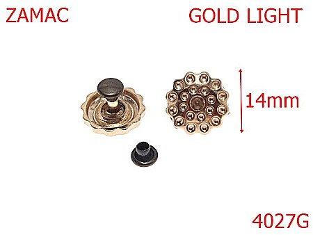Accesorii metalice pentru marochinarie - 4027G/ORNAMENT-14-mm---gold light-----