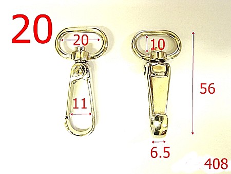Carabine poseta - 408/CARABINA  2 CM-20-mm---nichel--5D6---
