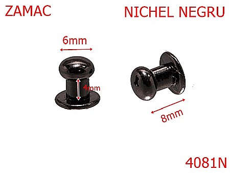 Accesorii metalice pentru marochinarie - 4081N/CIUPERCUTA OPRITOARE-6-mm---nichel negru-----A02