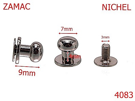 Accesorii metalice pentru marochinarie - 4083/CIUPERCUTA OPRITOARE-7-mm---nichel-AH29----AM5