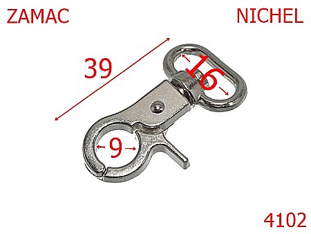 Carabine poseta - 4102/CARABINA  POSETA-16-mm---nichel--5B4-5B8--