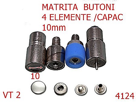 Utilaje - 4124/MATRITA BUTONI 4 ELEMENTE/vt2-10-mm---nichel-----