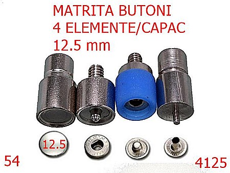 Utilaje - 4125/MATRITA BUTONI 4 ELEMENTE/54-12.5-mm---nichel-----
