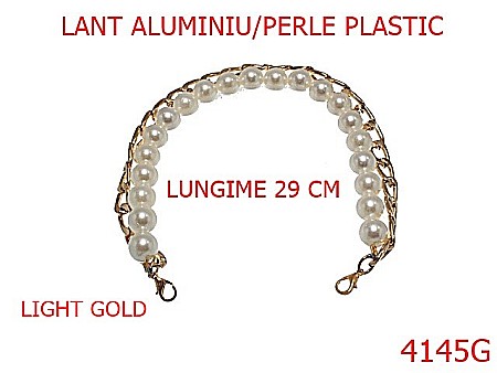 Lant poseta aluminiu - 4145G/LANT ORNAMENTAT CU PERLE-29-cm---gold light-----