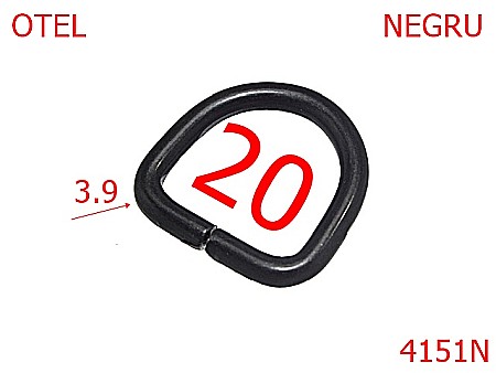 Inele D - 4151N/INEL D  MAT-20-mm-3.9-negru--3D8---