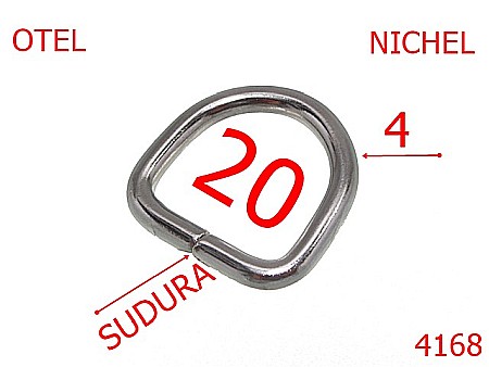 Harnasament - 4168/Inel D sudat marochinarie harnasament-20-mm-otel-4-nichel-----