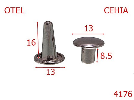 Capse rapide - 4176/Rivet dublu  strong Cehia-13-mm-otel---nichel-15B6----