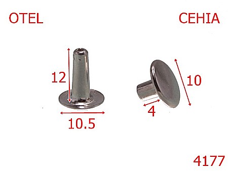 Capse rapide - 4177/Rivet  simplu strong Cehia -10-mm-otel---nichel--15B6---