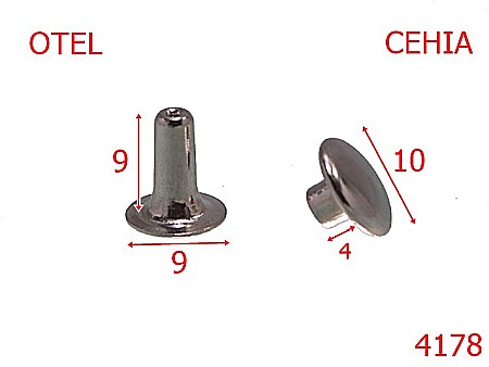 Capse rapide - 4178/Rivet simplu strong Cehia -10-mm-otel---nichel-15B6----