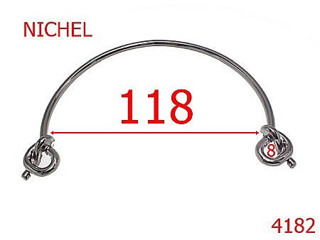 Manere - 4182/Maner cu nod  pentru poseta -118-mm-zamac---nichel-----