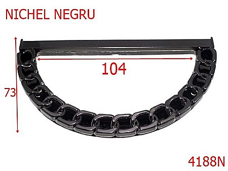 Manere - 4188N/Maner geanta semirotund -104-mm-zamac---nichel negru-----