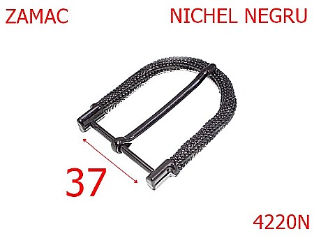 Catarame curea dama - 4220N/Catarama striata pentru  curea dama -37-mm-zamac--nichel negru-----