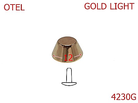 Picioruse fund - 4230G/Picior  tronconic cu rivet metalic-12-mm-otel--gold light---AD15-AD16--