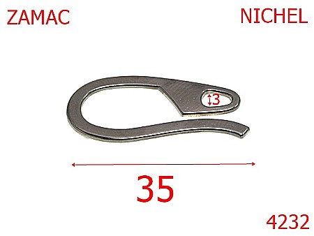 Accesorii confectii - 4232/Carlig capat de lant-35-mm-zamac--nichel-15B3----