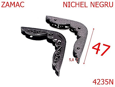 Coltare - 4235N/Coltar ornamental cu fixare suruui-47-mm-zamac--nichel negru-----