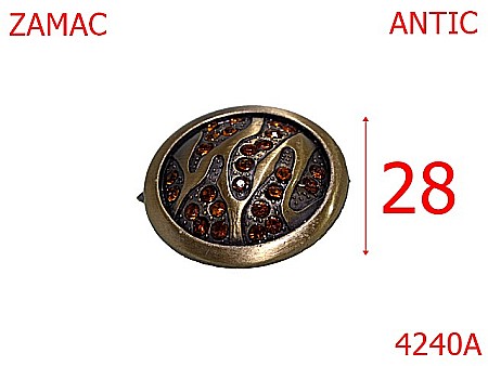 Accesorii metalice pentru marochinarie - 4240A/Ornament abstract rotund genti incaltaminte-28-mm-zamac--antic-15A7--15A7--