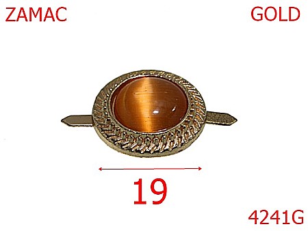Accesorii metalice pentru marochinarie - 4241G/Ornament rotund cu piatra-19-mm-zamac--gold       -21 B 12----