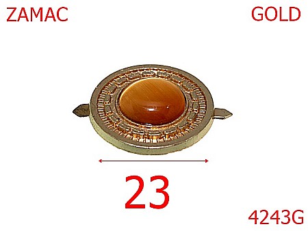 Accesorii metalice pentru marochinarie - 4243G/Ornament rotund marochinarie si incaltaminte-23-mm-zamac--gold       -21 B 4----