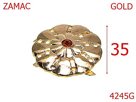 Accesorii metalice pentru marochinarie - 4245G/Ornament floare marochinarie sau incaltaminte-35-mm-zamac--gold       -21 C 11----