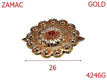 Accesorii metalice pentru marochinarie - 4246G/Ornament rotund marochinarie si incaltaminte-26-mm-zamac--gold       -21 B 4----