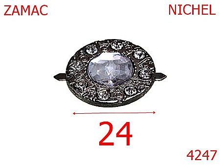 Accesorii metalice pentru marochinarie - 4247/Ornament rotund marochinarie si incaltaminte-24-mm-zamac--nichel-----