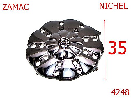 Accesorii metalice pentru marochinarie - 4248/Ornament floare marochinarie sau incaltaminte-35-mm-zamac--nichel-21 C 12----
