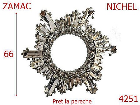 Accesorii metalice pentru marochinarie - 4251/Ornament rotund incaltaminte-66-mm-zamac--nichel-----