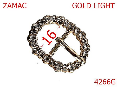 Accesorii metalice pentru marochinarie - 4266G/Catarama ovala marochinarie cu pietre-16-mm-zamac--gold light-21 C 6----