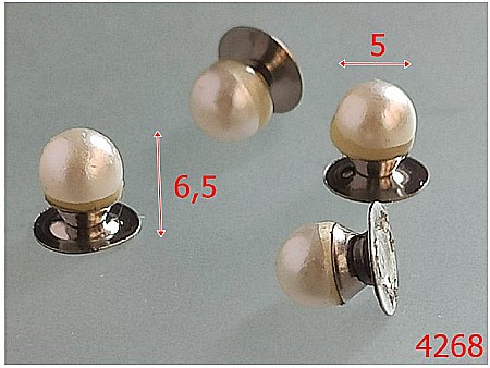 Accesorii metalice pentru marochinarie - 4268/Perla marochinarie incaltaminte prindere ascunsa-5-mm-plastic--alb-21 C 7----