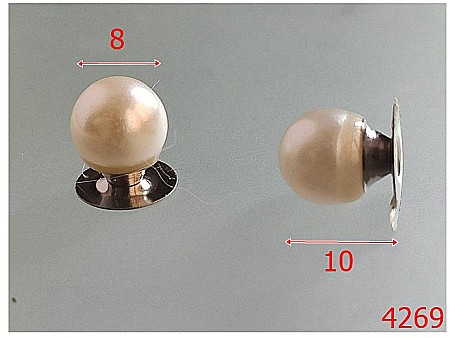 Accesorii metalice pentru marochinarie - 4269/Perla marochinarie incaltaminte prindere ascunsa-8-mm-plastic--alb-21 C 7----
