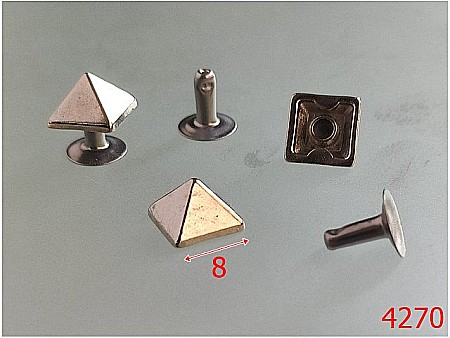 Piramide - 4270/Ornament piramidal fixat cu rivet-8-mm-zamac--nichel-----