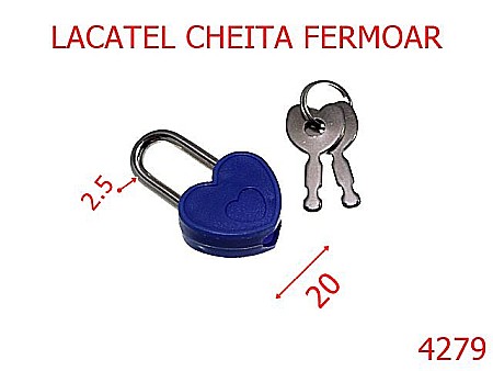 Diverse - 4279/Lacatel fermoar cu cheita---plastic si metal--albastru-21 B 13----